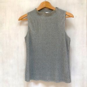 Anthropologie silver mock neck sleeveless top